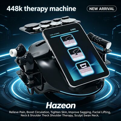 Dispositivo de terapia tecar hazeon 448khz para alívio da dor de fisioterapia e redução de celulite, frequência de 448khz, alta potência 500w