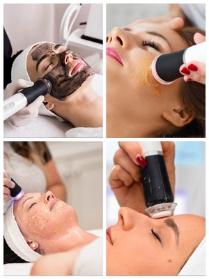 3 em 1 Peeling de jato de oxigénio Infusão Face Lift Estiramento de beleza Cuidados com a pele CO2 Bolhas de oxigénio Esfoliação Máquina facial de oxigénio