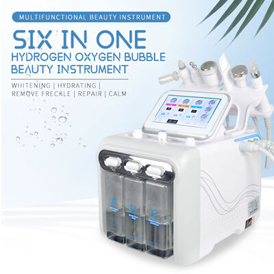 6 em 1 Máquina facial de bolhas de oxigénio de hidrogénio Remover Cabeça preta Aparelho de beleza de salão