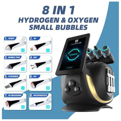 8 em 1 máquina multifuncional de oxigênio de hidrogênio pequena bolha hidrafacial equipamento de salão de cuidados com a pele facial