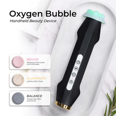 Pega de mão com bolha de oxigênio, instrumento de salão de pele portátil brilhante com led para elevação de microbolhas