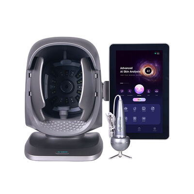 Novo analisador facial de pele com IA: Dispositivo de tela de 15,6 polegadas para detecção multispectral de umidade e pigmentação da pele.
